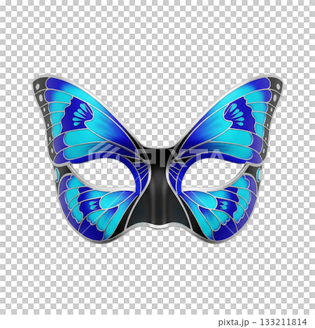 Blue butterfly carnival mask for masquerade ball elegant costume accessory front view object 133211814