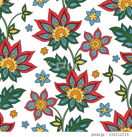 Seamless pattern in oriental style. Vector print with a folk style floral ornament. Seamless pattern in oriental style. Vector print with a folk style floral ornament. 133212213