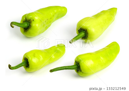 Fresh raw green bell pepper isolated on white background Fresh raw green bell pepper isolated on white background 133212549