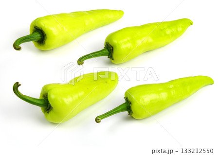 Fresh raw green bell pepper isolated on white background 133212550