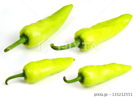 Fresh raw green bell pepper isolated on white background 133212551