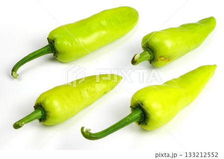 Fresh raw green bell pepper isolated on white background 133212552