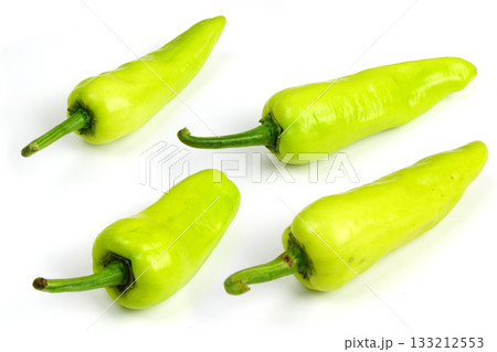 Fresh raw green bell pepper isolated on white background 133212553