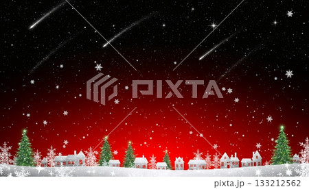 雪降る町のクリスマスの背景イラスト 133212562