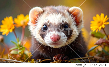 ひょっこり顔を出すフェレット4 133212661