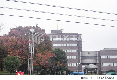 たまに車で通る鶴ヶ島市役所も短い秋の気配が　紅葉 133212888