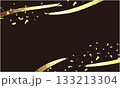 黒背景に金箔の装飾。 高級感のあるチラシやポスターのデコレーションに最適 133213304