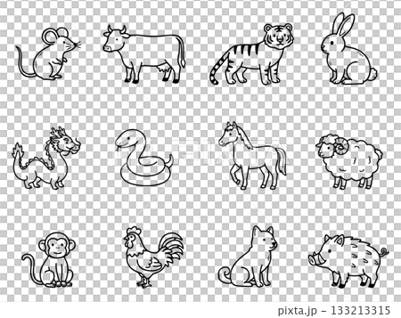 十二支のアイコンセット 133213315