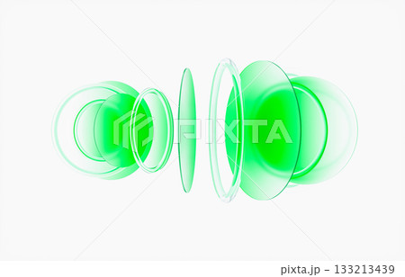Abstract dynamic layered transparent crystal glass on white background. 3d rendering Abstract dynamic layered transparent crystal glass on white background. 3d rendering 133213439