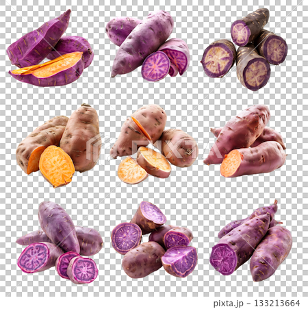 Fingerling potatoes isolated on a white background Fingerling potatoes isolated on a white background 133213664