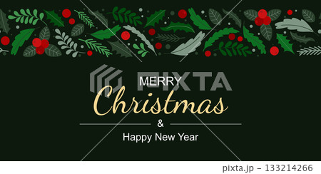 Merry Christmas and New Year greeting banner Merry Christmas and New Year greeting banner 133214266