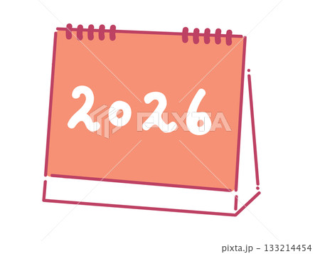 赤系カラーの2026年カレンダー素材 133214454