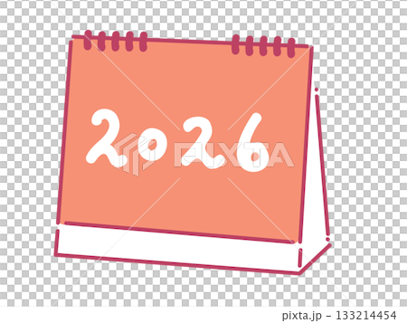 赤系カラーの2026年カレンダー素材 133214454