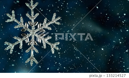 Christmas Decoration with Colored Shiny Star and Glitters , Close-up 133214527