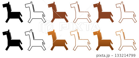 走る馬のシルエット・シンプルでかわいい馬のキャラクター・アイコンセット 走る馬のシルエット・シンプルでかわいい馬のキャラクター・アイコンセット 133214799