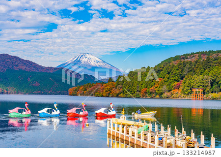 【神奈川県】芦ノ湖のスワン型ボート　富士山 133214987