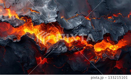 燃え上がるマグマの炎のテクスチャ4 133215101