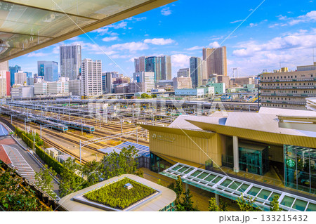 日本の東京都市景観 新幹線や2本の京浜東北線、芝浦アイランドケープタワーなどタワーマンション群… 日本の東京都市景観 新幹線や2本の京浜東北線、芝浦アイランドケープタワーなどタワーマンション群… 133215432