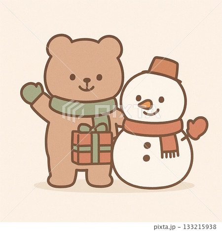 プレゼントを持ったかわいいクマのイラスト プレゼントを持ったかわいいクマのイラスト 133215938