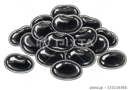 おせち料理の縁起物である黒豆のイラスト 133216368