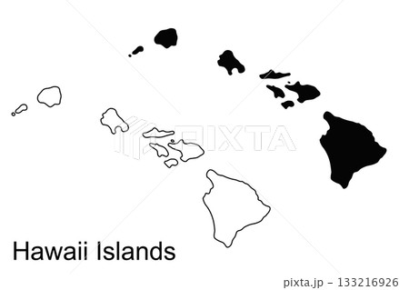 Hawaii Islands Outline Black and White Maps state outline Hawaii Islands Outline Black and White Maps state outline 133216926
