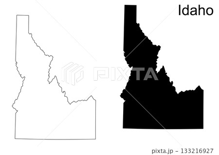 Idaho State Outline and Solid Silhouette with Text image photo Idaho State Outline and Solid Silhouette with Text image photo 133216927