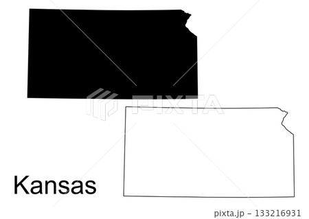 Kansas State Map Outline and Solid Silhouette on White Background image photo Kansas State Map Outline and Solid Silhouette on White Background image photo 133216931
