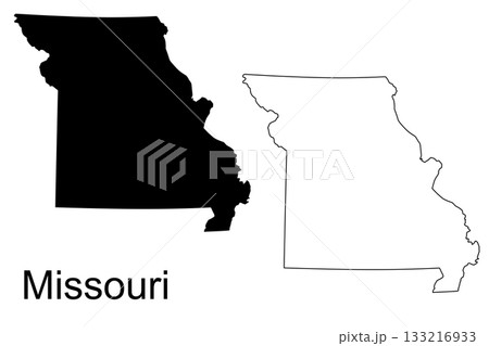Missouri State Silhouette and Outline with Text image photo 133216933