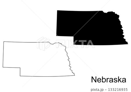 Nebraska State Outline and Solid Silhouette with Text image photo 133216935