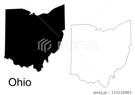 Ohio state map silhouette and outline on white background United States 133216965