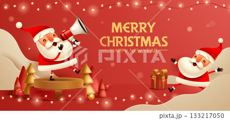 Santa Announcing Christmas Message with...のイラスト素材 [133217050] - PIXTA