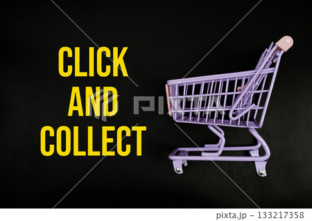 Mini Trolley Shopping Cart with message "Click and Collect" Mini Trolley Shopping Cart with message "Click and Collect" 133217358