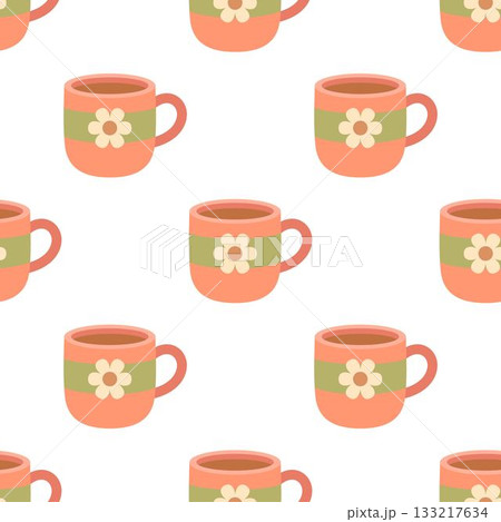 cartoon cup seamless pattern, flat style cartoon cup seamless pattern, flat style 133217634