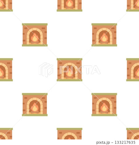 seamless pattern with cartoon fireplaceのイラスト素材 [133217635] - PIXTA