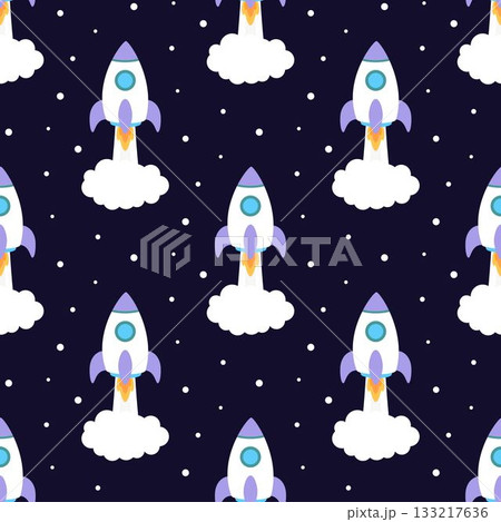 seamless space pattern with rockets 133217636