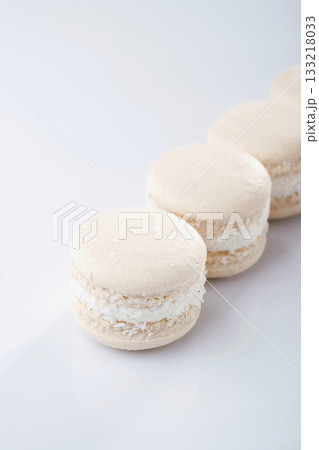 Bunch of macarons on the white surface Bunch of macarons on the white surface 133218033