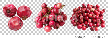 Set of spice, dried pink peppercorn, Isolated on a transparent background. 133218173