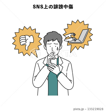 カスハラ 人物イラスト 病院 大声 脅迫 暴言 133219028