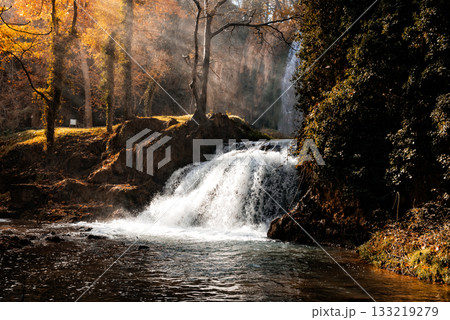 Autumn waterfall in Monasterio de Piedra Zaragoza Spain Autumn waterfall in Monasterio de Piedra Zaragoza Spain 133219279