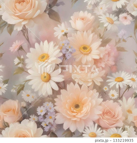 Soft Pastel Patterns with Florals Fruits and Cute Motifs for Notebook Designs 133219935