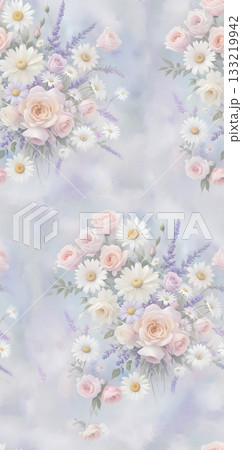 Soft Pastel Patterns with Florals Fruits and Cute Motifs for Notebook Designs 133219942