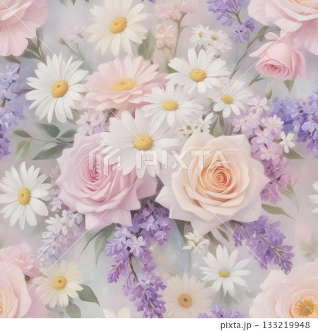 Soft Pastel Patterns with Florals Fruits and Cute Motifs for Notebook Designs 133219948