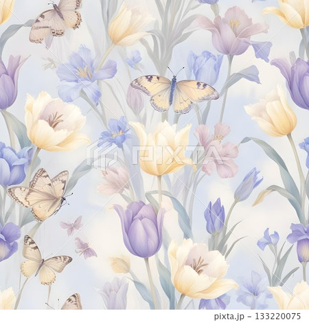 Soft Pastel Patterns with Florals Fruits and Cute Motifs for Notebook Designs 133220075