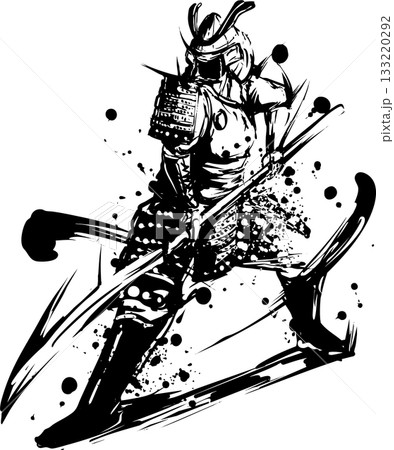 薙刀を持つ侍の墨絵イラスト 薙刀を持つ侍の墨絵イラスト 133220292