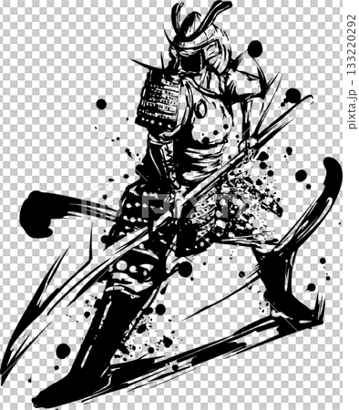 薙刀を持つ侍の墨絵イラスト 薙刀を持つ侍の墨絵イラスト 133220292