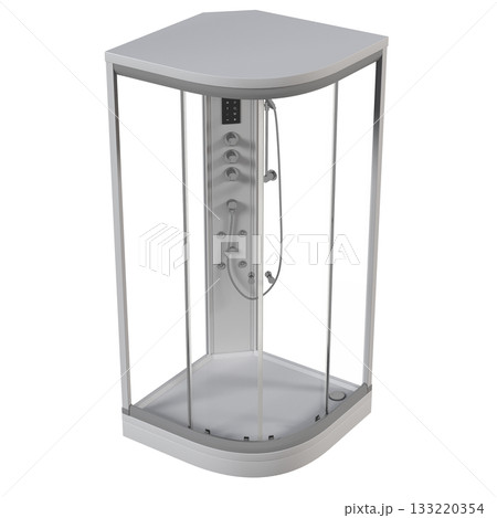 shower cabin isolated on transparent background, 3D illustration, cg render 133220354
