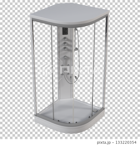 shower cabin isolated on transparent background, 3D illustration, cg render 133220354