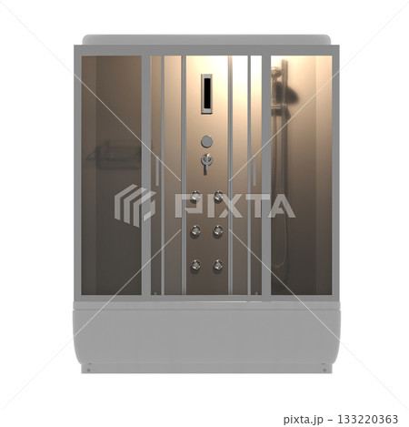 shower cabin isolated on transparent background, 3D illustration, cg render 133220363