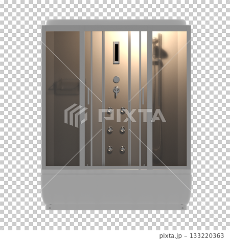shower cabin isolated on transparent background, 3D illustration, cg render 133220363