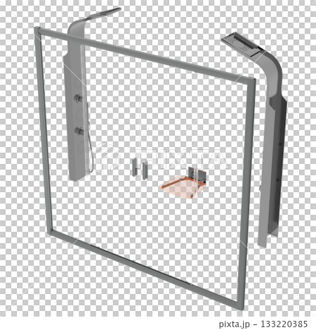 shower cabin isolated on transparent background, 3D illustration, cg render 133220385